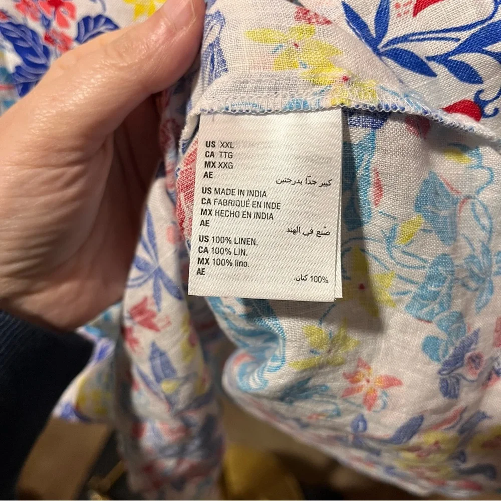 Charter Club 100% Linen Vibrant Floral Blouse XXL - Picture 6 of 10